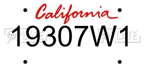 19307W1 California License Plate