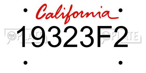 19323F2 California License Plate