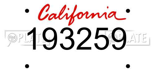 193259 California License Plate