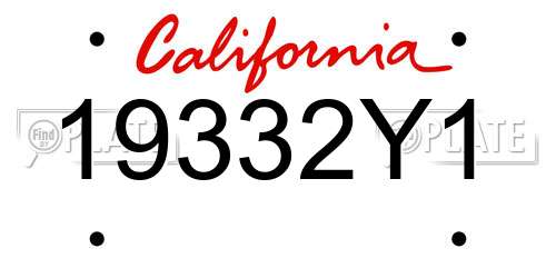 19332Y1 California License Plate