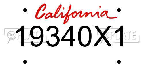 19340X1 California License Plate