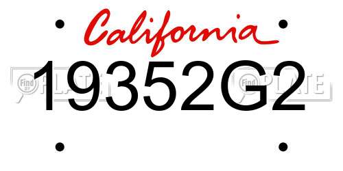 19352G2 California License Plate
