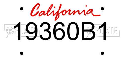 19360B1 California License Plate