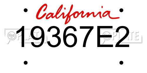 19367E2 California License Plate