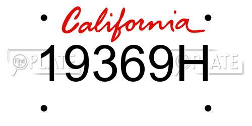19369H California License Plate