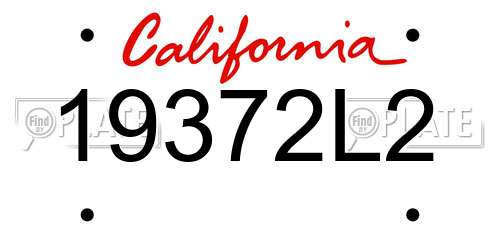19372L2 California License Plate