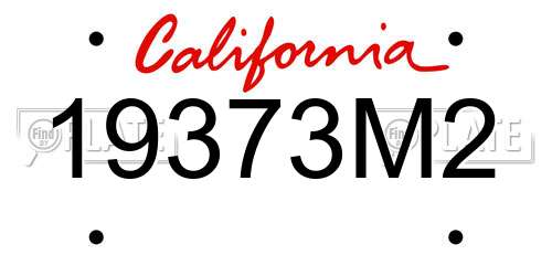 19373M2 California License Plate