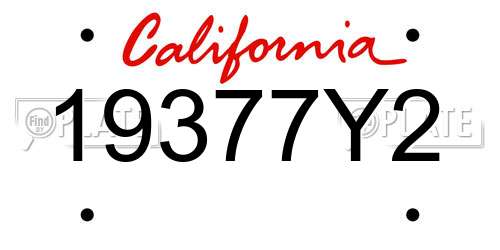 19377Y2 California License Plate
