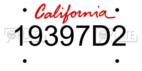19397D2 California License Plate