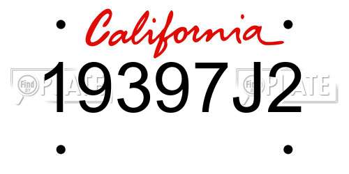 19397J2 California License Plate