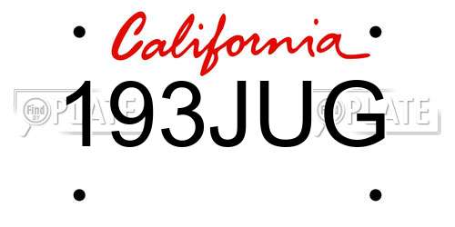 193JUG California License Plate