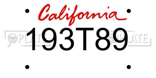 193T89 California License Plate