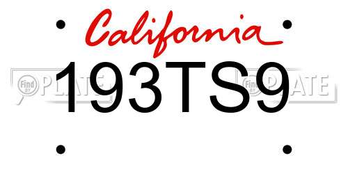 193TS9 California License Plate