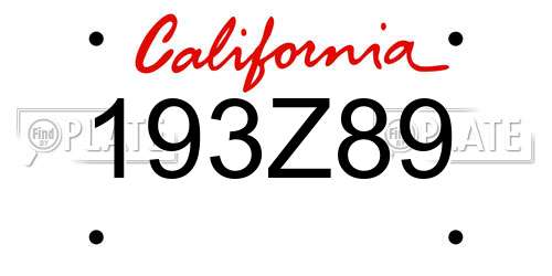 193Z89 California License Plate