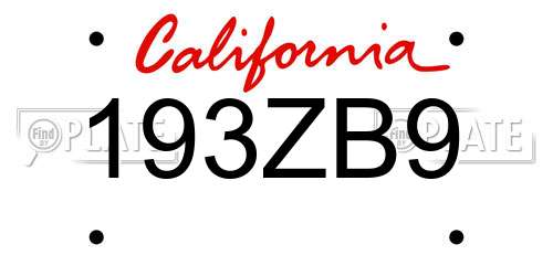 193ZB9 California License Plate