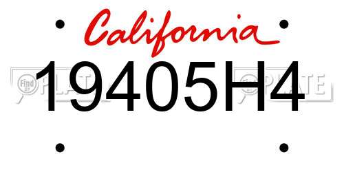 19405H4 California License Plate