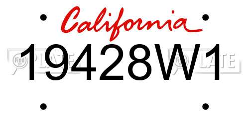 19428W1 California License Plate