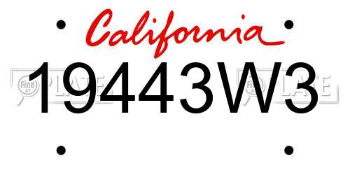 19443W3 California License Plate