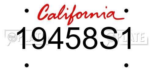 19458S1 California License Plate