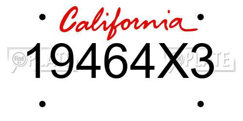 19464X3 California License Plate