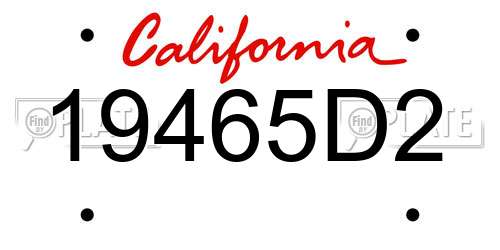 19465D2 California License Plate