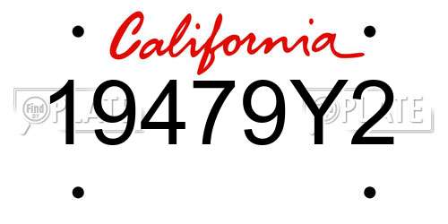 19479Y2 California License Plate