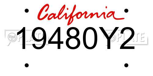 19480Y2 California License Plate