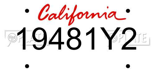 19481Y2 California License Plate