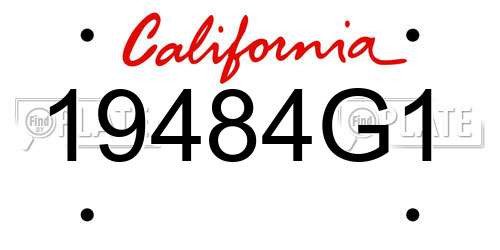 19484G1 California License Plate