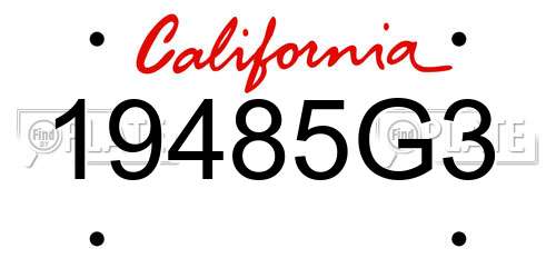19485G3 California License Plate