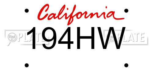 194HW California License Plate