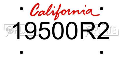 19500R2 California License Plate