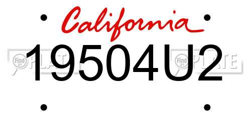 19504U2 California License Plate