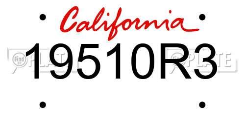 19510R3 California License Plate