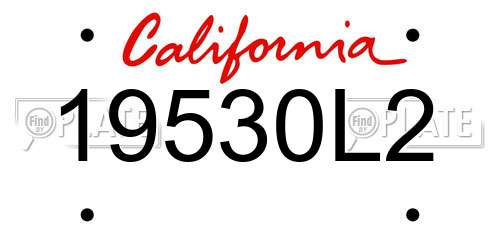 19530L2 California License Plate