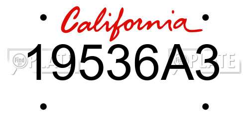 19536A3 California License Plate