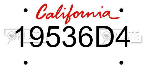 19536D4 California License Plate