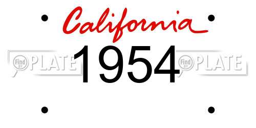 1954 California License Plate