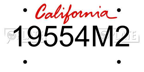 19554M2 California License Plate