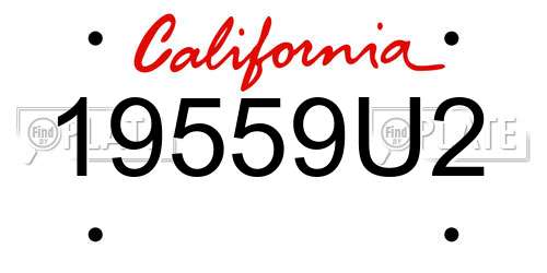 19559U2 California License Plate