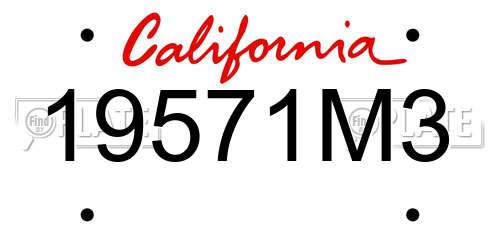 19571M3 California License Plate