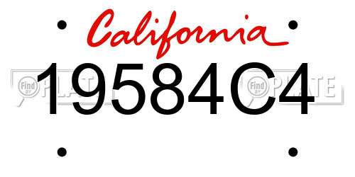 19584C4 California License Plate