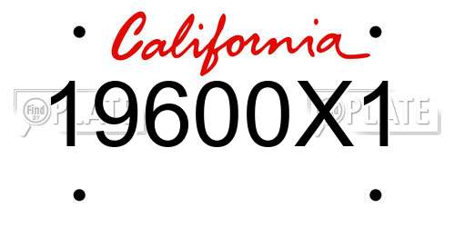 19600X1 California License Plate