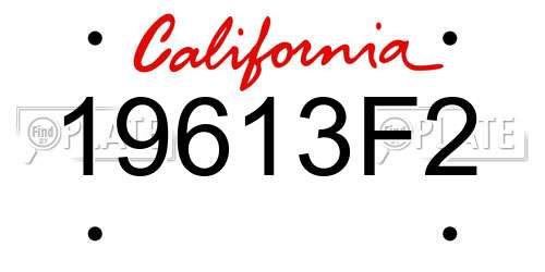 19613F2 California License Plate