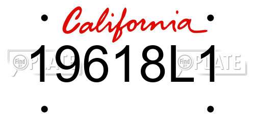 19618L1 California License Plate