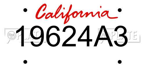 19624A3 California License Plate