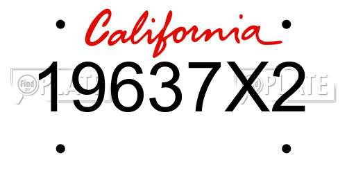 19637X2 California License Plate