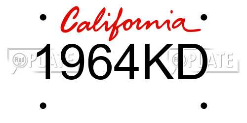1964KD California License Plate