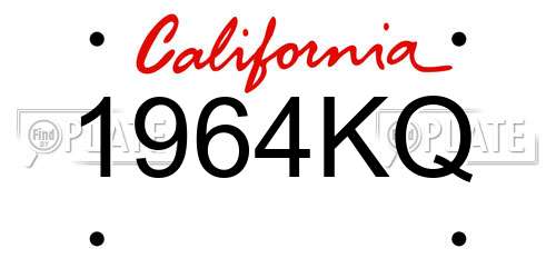 1964KQ California License Plate