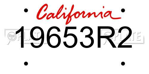 19653R2 California License Plate
